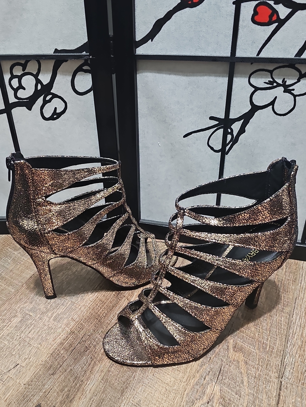 Lane Bryant Metallic Bronze Multi-Strap Heeled Sandals Size 10